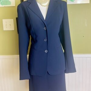 Jones New York Classic Navy Blazer & Skirt (2 Piece Suit)